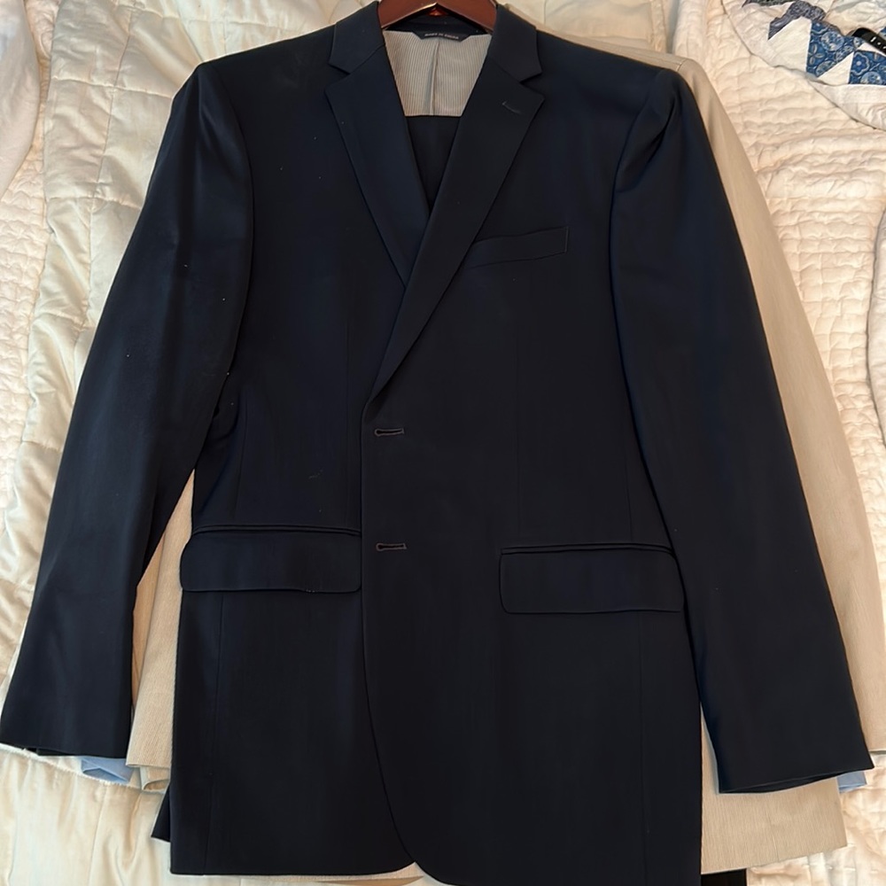 Banana Republic modern slim fit men’s wool suit navy blue jacket 40R pants 34x30